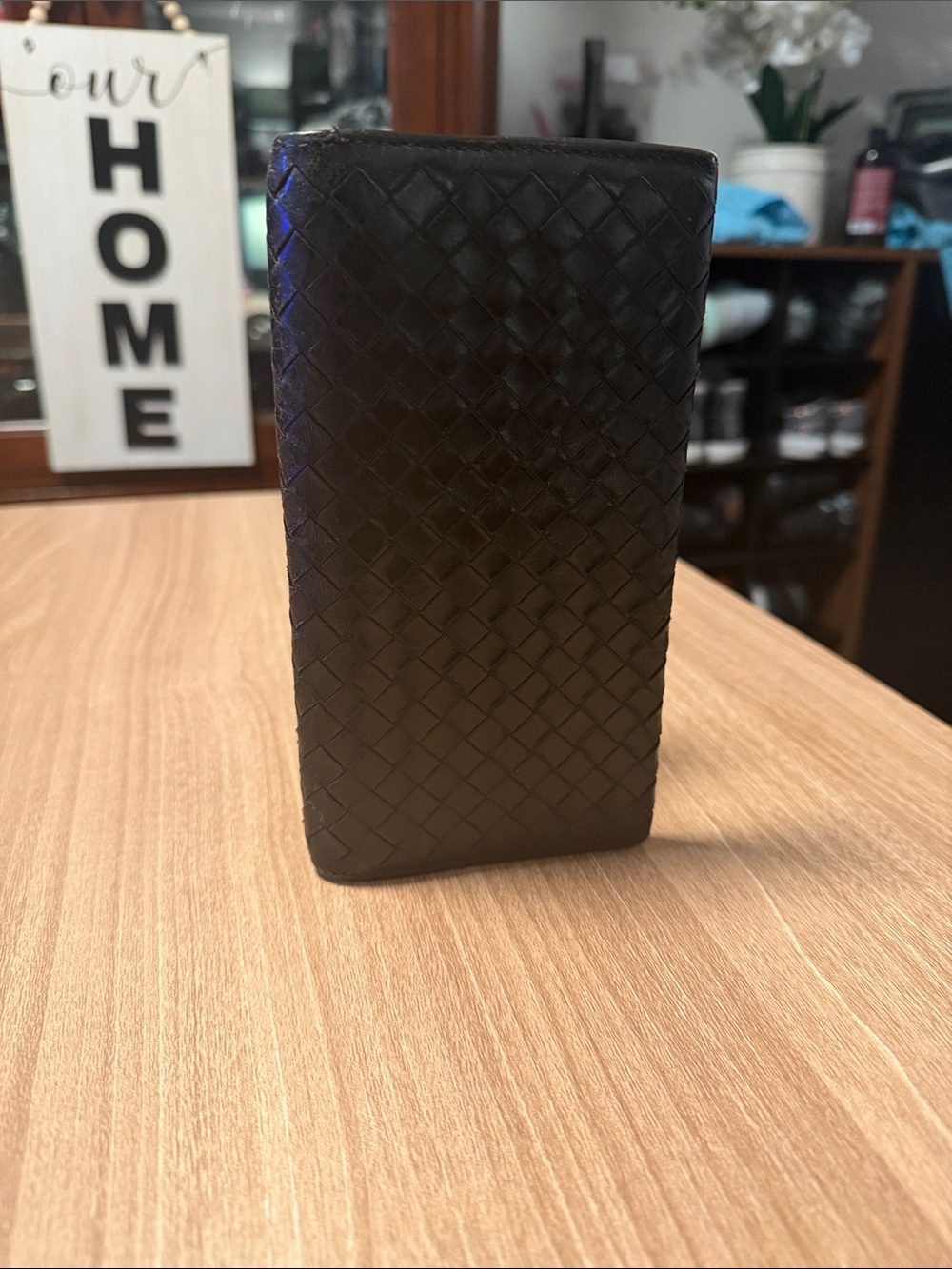 Bottega Veneta Black Intrecciato Woven Card & Key Holder